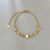 Beaded Bracelet for Women, Flat Round Stone-Style Beads with Stainless Steel and Faux Pearl Accents - Topaz abacus beads