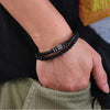 Woven Bracelet with Black Stone-Style Beads, Stainless Steel Accents and Stainless Steel or Alloy Clasp Options - Product view 2