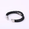 Woven Bracelet with Black Stone-Style Beads, Stainless Steel Accents and Stainless Steel or Alloy Clasp Options - Product view 3