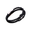 Woven Bracelet with Black Stone-Style Beads, Stainless Steel Accents and Stainless Steel or Alloy Clasp Options - Product view 5