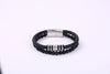 Woven Bracelet with Black Stone-Style Beads, Stainless Steel Accents and Stainless Steel or Alloy Clasp Options - Stainless steel buckle = stainless steel accessories