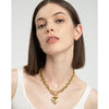 Heart Pendant Necklace for Women, Gold-Tone Brass Design with 45 cm Chain and Pendant Size Options - Product view 1