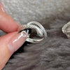Textured Snake Ring, Silver with Green Eye Accents, Adjustable Open Band