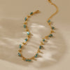 Irregular Bead Anklet for Women, Copper Chain with Turquoise-Style Stone Accents - Product view 3