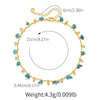 Irregular Bead Anklet for Women, Copper Chain with Turquoise-Style Stone Accents - KA0269 / 18K