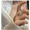Wrap Ring for Women, Silver-Tone Wide Band with Layered Wire Design