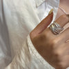 Wrap Ring for Women, Silver-Tone Wide Band with Layered Wire Design