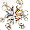 Longhorn Skull Keychain, Metal with Colorful Patterned Inlays, 14 Designs