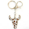 Longhorn Skull Keychain, Metal with Colorful Patterned Inlays, 14 Designs