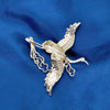 Crane Brooch Pin for Women, Vintage-Inspired Alloy Bird Design with Green Accents - Product view 4
