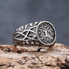 Tree of Life Signet Ring, Stainless Steel with Openwork Branch Sides, Sizes 7-13