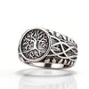 Tree of Life Signet Ring, Stainless Steel with Openwork Branch Sides, Sizes 7-13