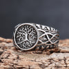 Tree of Life Signet Ring, Stainless Steel with Openwork Branch Sides, Sizes 7-13