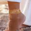 6-Piece Anklet Set for Women, Vintage-Inspired Alloy Chains in Gold or Silver Tone, Three Design Options - L138 gold
