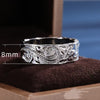 Vine-Pattern Band Ring, Alloy, Antique Silver-Tone with Contrasting Edges, Sizes 5-11