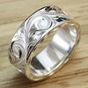Vine-Pattern Band Ring, Alloy, Antique Silver-Tone with Contrasting Edges, Sizes 5-11