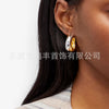 Two-Tone Hoop Earrings for Women, Copper Color-Block Design, One Symmetrical Pair - Product view 2