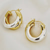 Two-Tone Hoop Earrings for Women, Copper Color-Block Design, One Symmetrical Pair - Two-color symmetrical pair