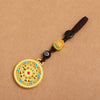 Decorative Disc Bag Charm, Gold-Tone Metal with Beads and Braided Loop, 2 Designs