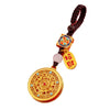 Decorative Disc Bag Charm, Gold-Tone Metal with Beads and Braided Loop, 2 Designs