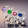 Oval Accent Ring, Zinc Alloy with Clear Side Accents, 4 Colors, Sizes 5-11