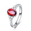 Oval Accent Ring, Zinc Alloy with Clear Side Accents, 4 Colors, Sizes 5-11