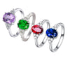 Oval Accent Ring, Zinc Alloy with Clear Side Accents, 4 Colors, Sizes 5-11
