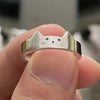 Pig and Cat Face Rings, Silver-Tone Metal with Adjustable Openings, Single Ring or 2-Piece Set