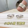 Pig and Cat Face Rings, Silver-Tone Metal with Adjustable Openings, Single Ring or 2-Piece Set