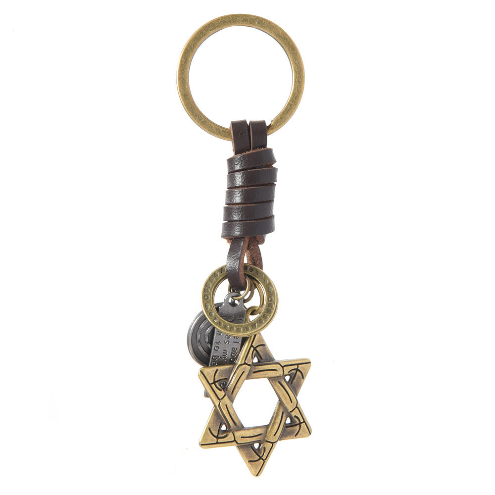 Vintage Charm Keychain, Antique Bronze-Tone Zinc Alloy with Strap, 6 Designs