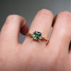 Rectangular Accent Ring, Green Alloy or Blue Copper Design, Gold-Tone Prong Setting