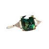 Rectangular Accent Ring, Green Alloy or Blue Copper Design, Gold-Tone Prong Setting