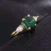 Rectangular Accent Ring, Green Alloy or Blue Copper Design, Gold-Tone Prong Setting