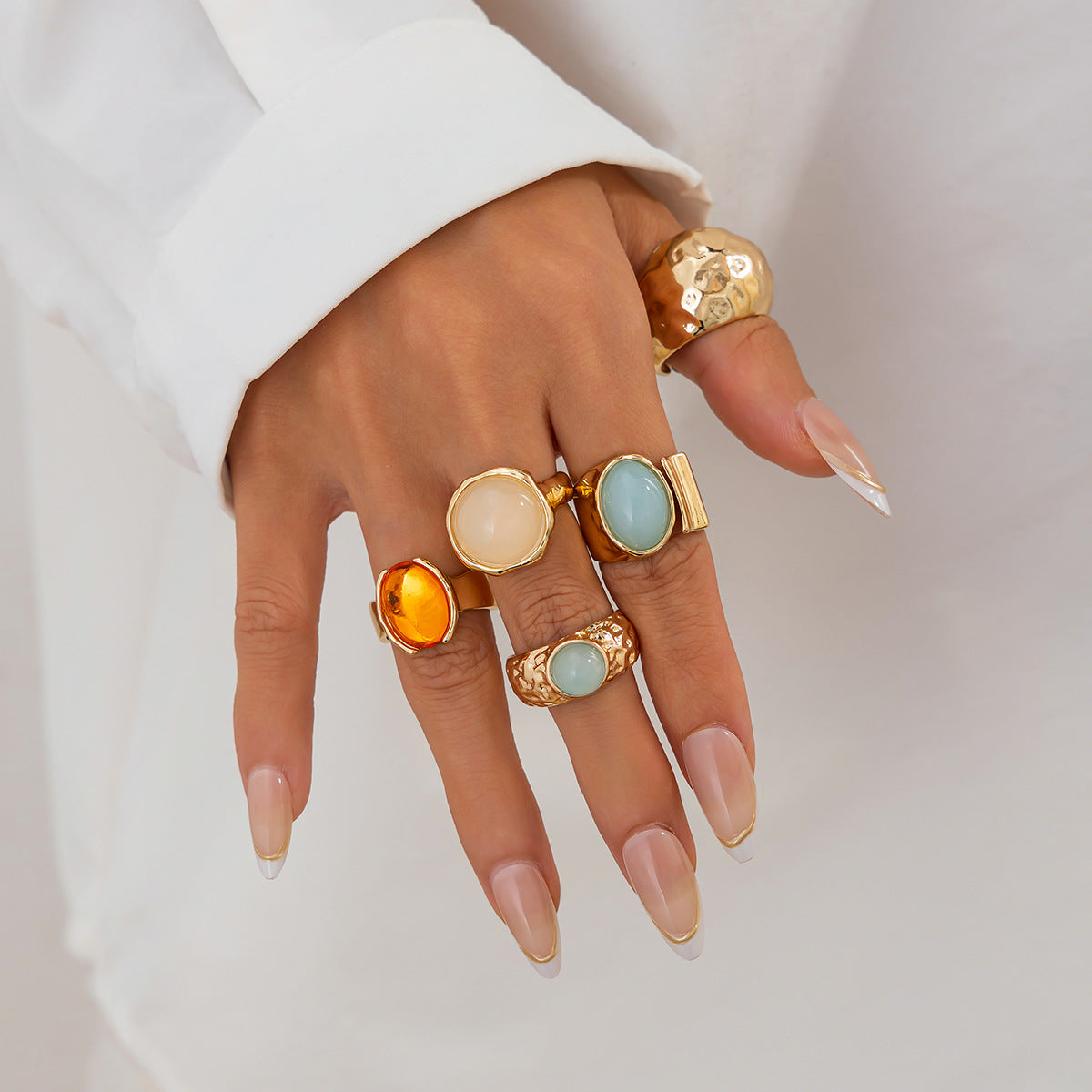 Statement Ring Set, Alloy with Artificial Gemstone Accents, 7 Style Options