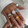 Statement Ring Set, Alloy with Artificial Gemstone Accents, 7 Style Options