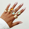 Statement Ring Set, Alloy with Artificial Gemstone Accents, 7 Style Options