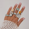 Statement Ring Set, Alloy with Artificial Gemstone Accents, 7 Style Options
