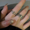 Silver-Tone Open Rings for Women, Ornate Cross Designs, Individual Ring or Two-Ring Set