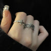 Silver-Tone Open Rings for Women, Ornate Cross Designs, Individual Ring or Two-Ring Set