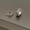 Silver-Tone Open Rings for Women, Ornate Cross Designs, Individual Ring or Two-Ring Set