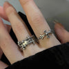 Silver-Tone Open Rings for Women, Ornate Cross Designs, Individual Ring or Two-Ring Set