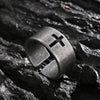 Cross Cutout Band Ring, Stainless Steel with Antique Silver-Tone Finish, 10 mm Wide, Sizes 8-11
