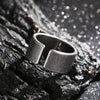 Cross Cutout Band Ring, Stainless Steel with Antique Silver-Tone Finish, 10 mm Wide, Sizes 8-11