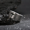 Cross Cutout Band Ring, Stainless Steel with Antique Silver-Tone Finish, 10 mm Wide, Sizes 8-11