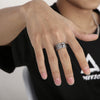 Cross Cutout Band Ring, Stainless Steel with Antique Silver-Tone Finish, 10 mm Wide, Sizes 8-11