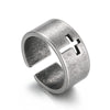 Cross Cutout Band Ring, Stainless Steel with Antique Silver-Tone Finish, 10 mm Wide, Sizes 8-11