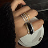Statement Ring for Women, Assorted Silver-Tone, Gold-Tone and Black Bands with Sculpted and Clear Accent Designs