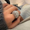 Statement Ring for Women, Assorted Silver-Tone, Gold-Tone and Black Bands with Sculpted and Clear Accent Designs
