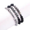Beaded Stretch Bracelet, Handmade Mixed-Material Design with Cross and Disc Bead Details - Product view 3