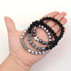 Beaded Stretch Bracelet, Handmade Mixed-Material Design with Cross and Disc Bead Details - Product view 4